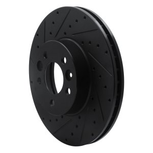 Ford Crown Victoria Brake Rotor (1) - Front Left - R1 Concepts - Drilled & Slotted - Black - `98-`02